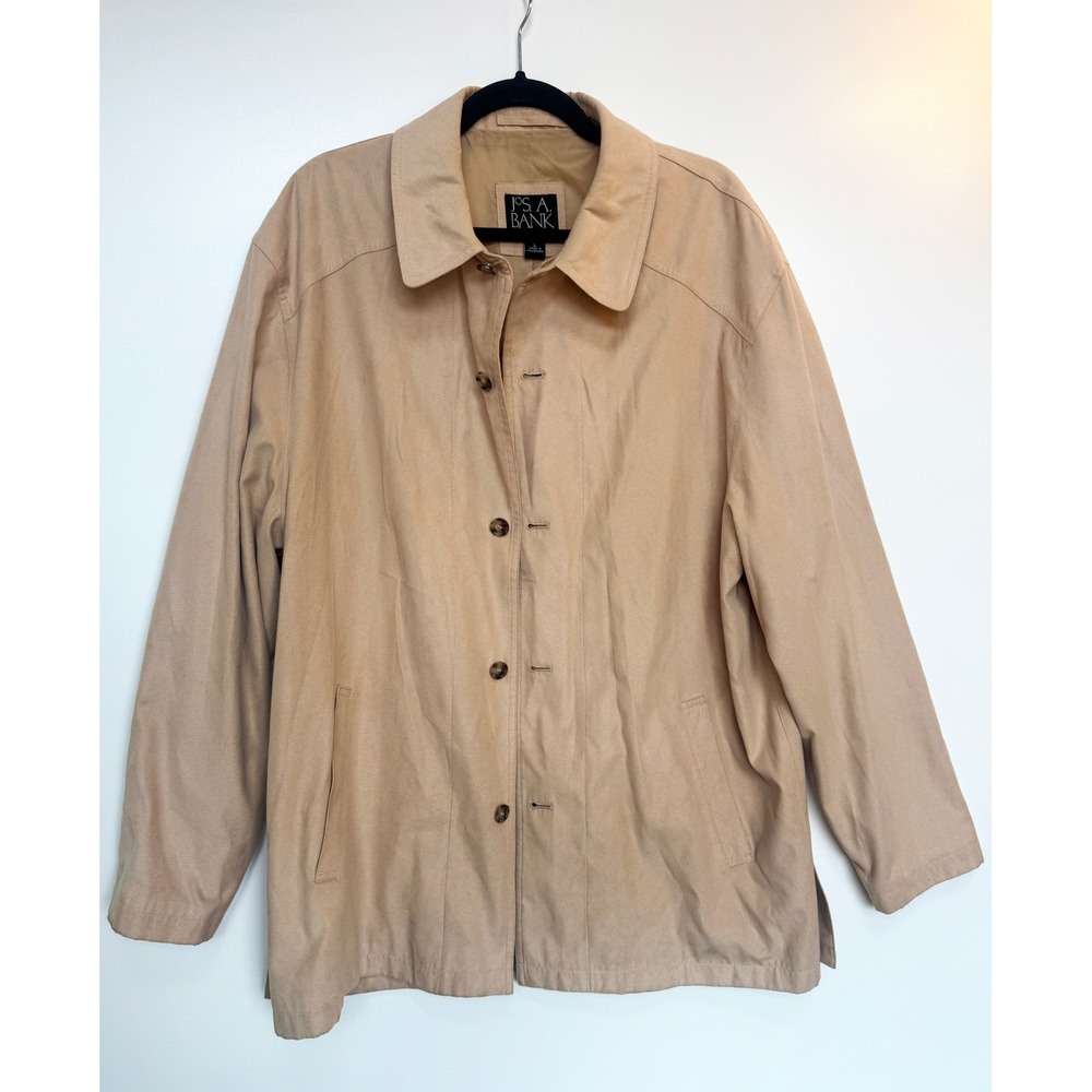 JOS A BANK Mens Tan Soft Microsuede Lightweight Trench Style Jacket Size L